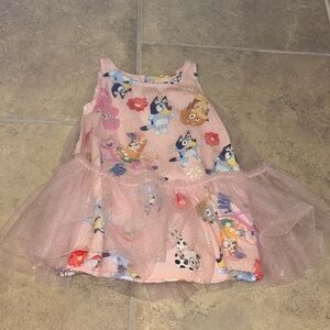 Pink Tulle Dress with Cartoon Characters